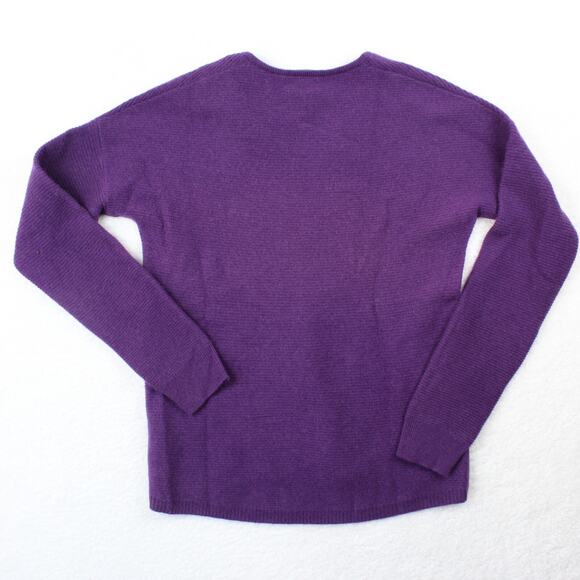 Nordstrom 100% Cashmere Sweater Womens Small Purple Ribbed Soft Minimalist - Picture 2 of 4